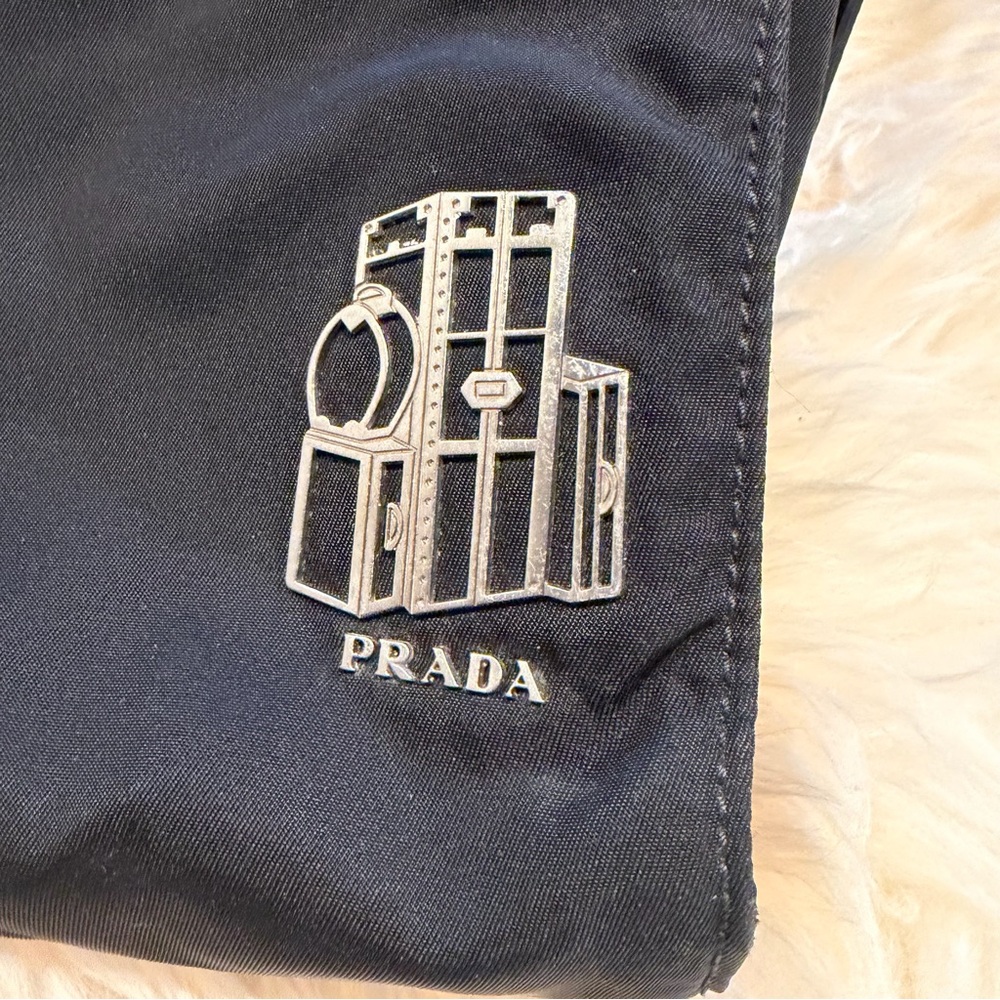 Prada Black‎ Nylon Pouch Bag with Silver Luggage Logo - Picture 9 of 9